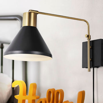 Max 20.5" Swing Arm Modern Midcentury Iron USB Charging Port LED Sconce - JONATHAN Y